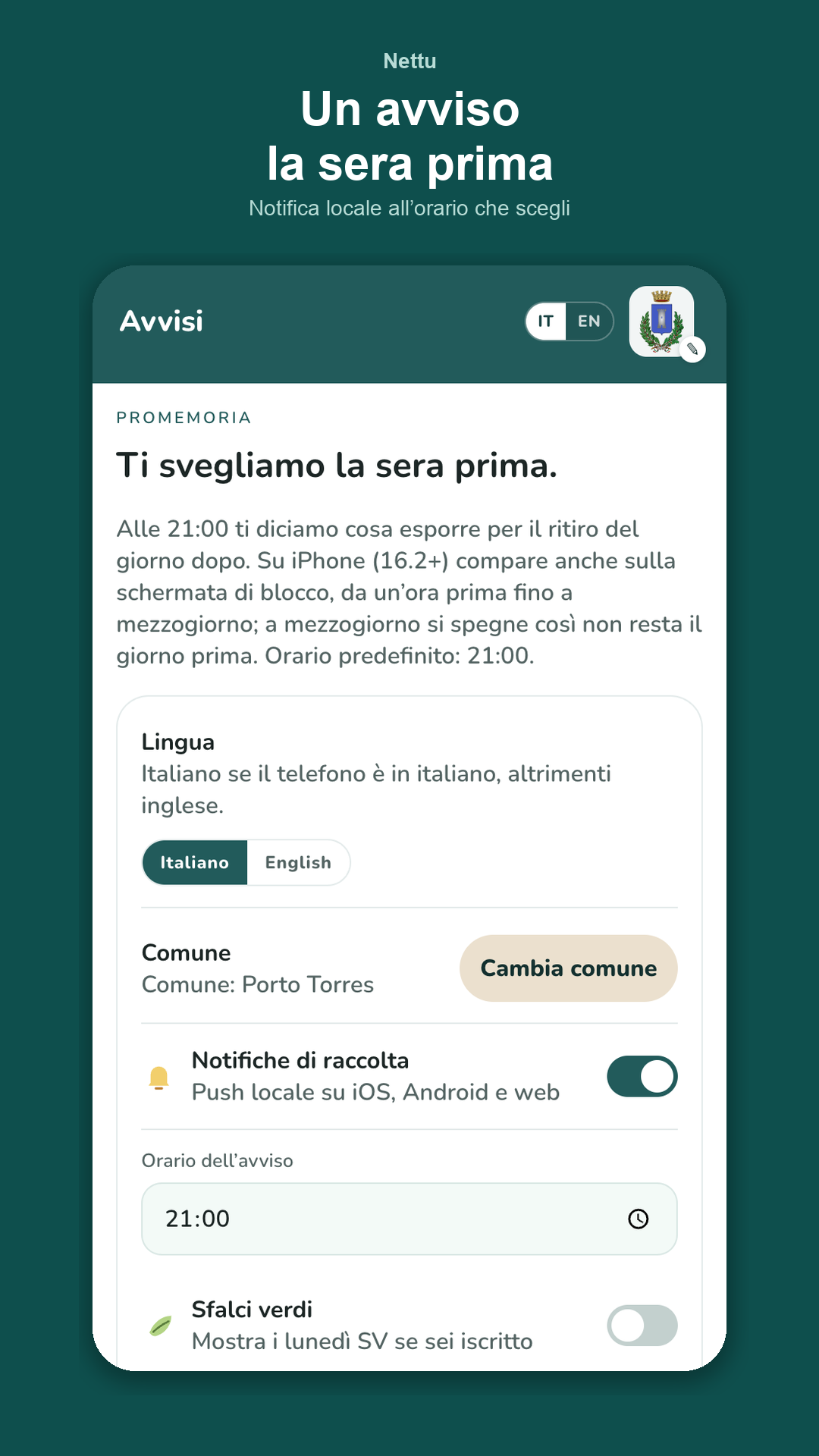 Avvisi la sera prima